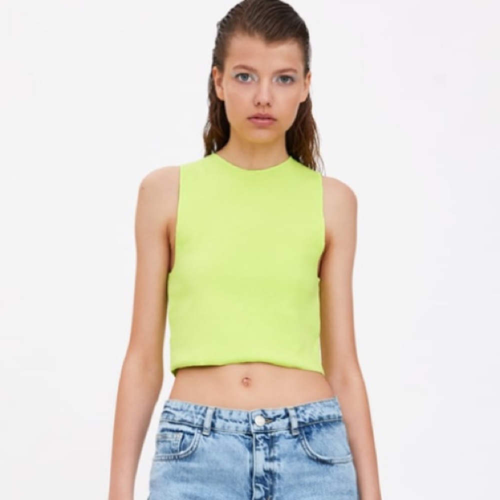 Zara neon green tank top
